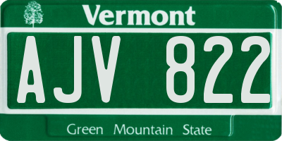 VT license plate AJV822