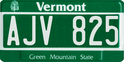 VT license plate AJV825