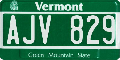 VT license plate AJV829