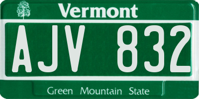 VT license plate AJV832