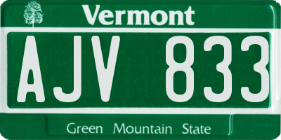 VT license plate AJV833