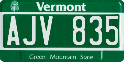 VT license plate AJV835