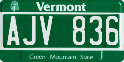 VT license plate AJV836