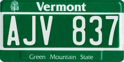 VT license plate AJV837