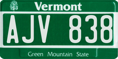 VT license plate AJV838