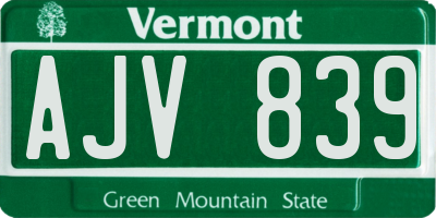 VT license plate AJV839