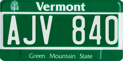 VT license plate AJV840