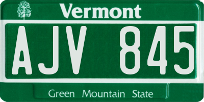 VT license plate AJV845