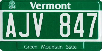 VT license plate AJV847