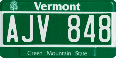 VT license plate AJV848