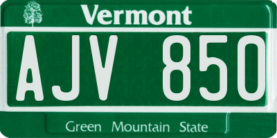 VT license plate AJV850