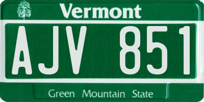 VT license plate AJV851