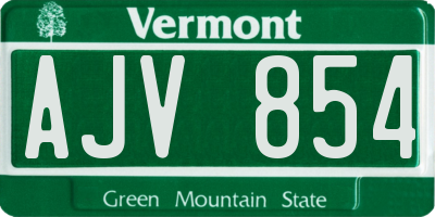 VT license plate AJV854