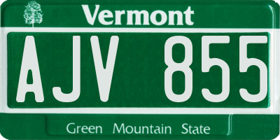 VT license plate AJV855
