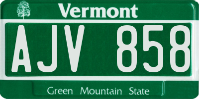 VT license plate AJV858