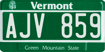VT license plate AJV859