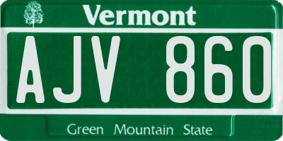 VT license plate AJV860