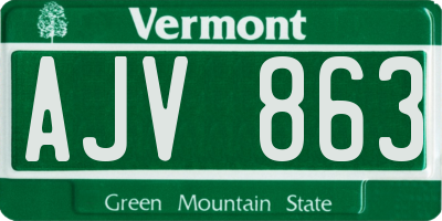 VT license plate AJV863