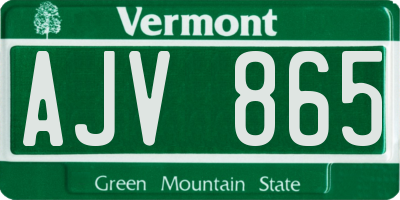 VT license plate AJV865
