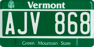 VT license plate AJV868