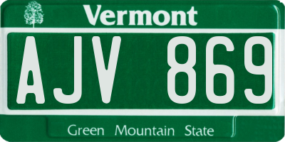 VT license plate AJV869