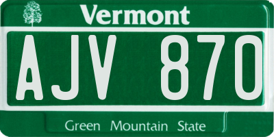VT license plate AJV870