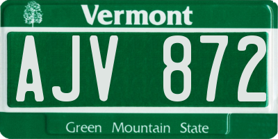 VT license plate AJV872