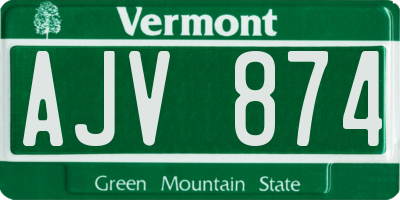 VT license plate AJV874