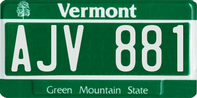 VT license plate AJV881