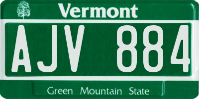 VT license plate AJV884