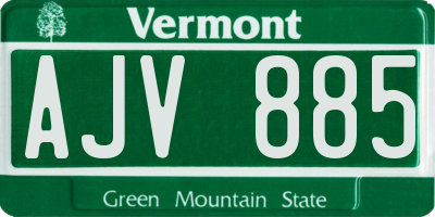 VT license plate AJV885