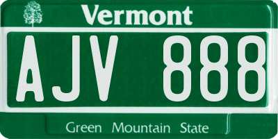 VT license plate AJV888