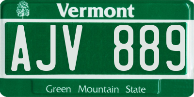 VT license plate AJV889
