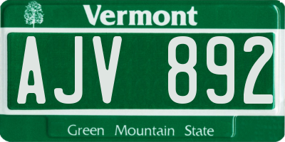 VT license plate AJV892