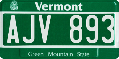 VT license plate AJV893