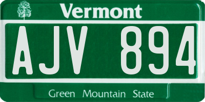 VT license plate AJV894