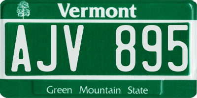 VT license plate AJV895