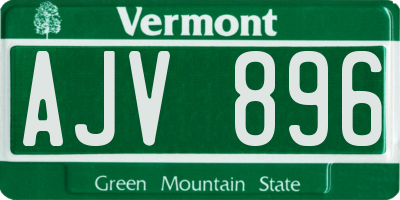 VT license plate AJV896
