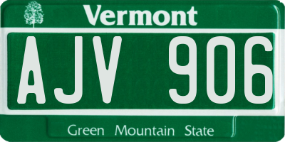 VT license plate AJV906