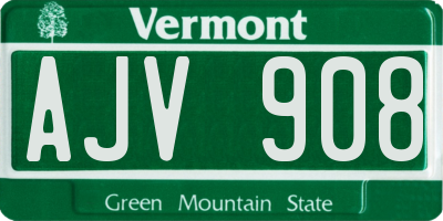 VT license plate AJV908