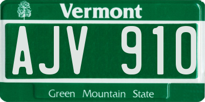 VT license plate AJV910