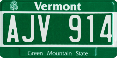 VT license plate AJV914