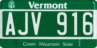 VT license plate AJV916