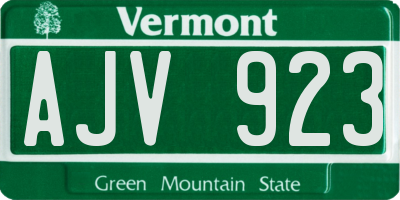 VT license plate AJV923