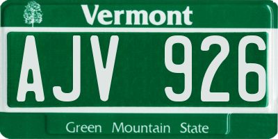 VT license plate AJV926