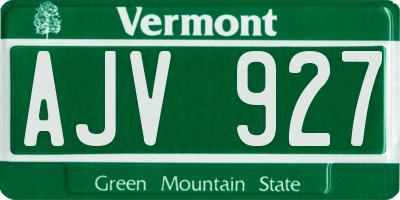 VT license plate AJV927
