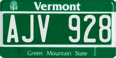 VT license plate AJV928