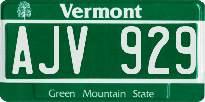 VT license plate AJV929