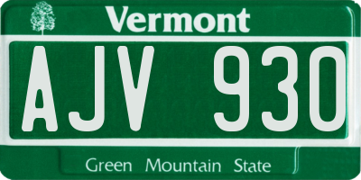 VT license plate AJV930