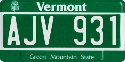 VT license plate AJV931